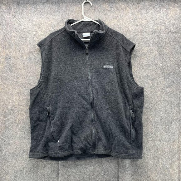 Columbia Jackets & Blazers - Columbia Vest Men's XXL Adult Gray PFG Outdoor Fleece Sleeveless Full Zip Logo